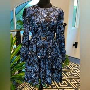 NWT- Blue Printed w/ belt accent Dress